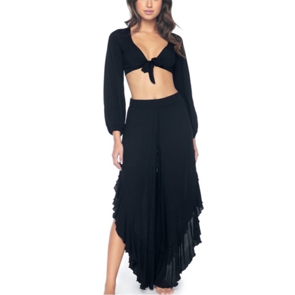 PILYQ Halsey Ruffle Pant and Matching Top in Rust